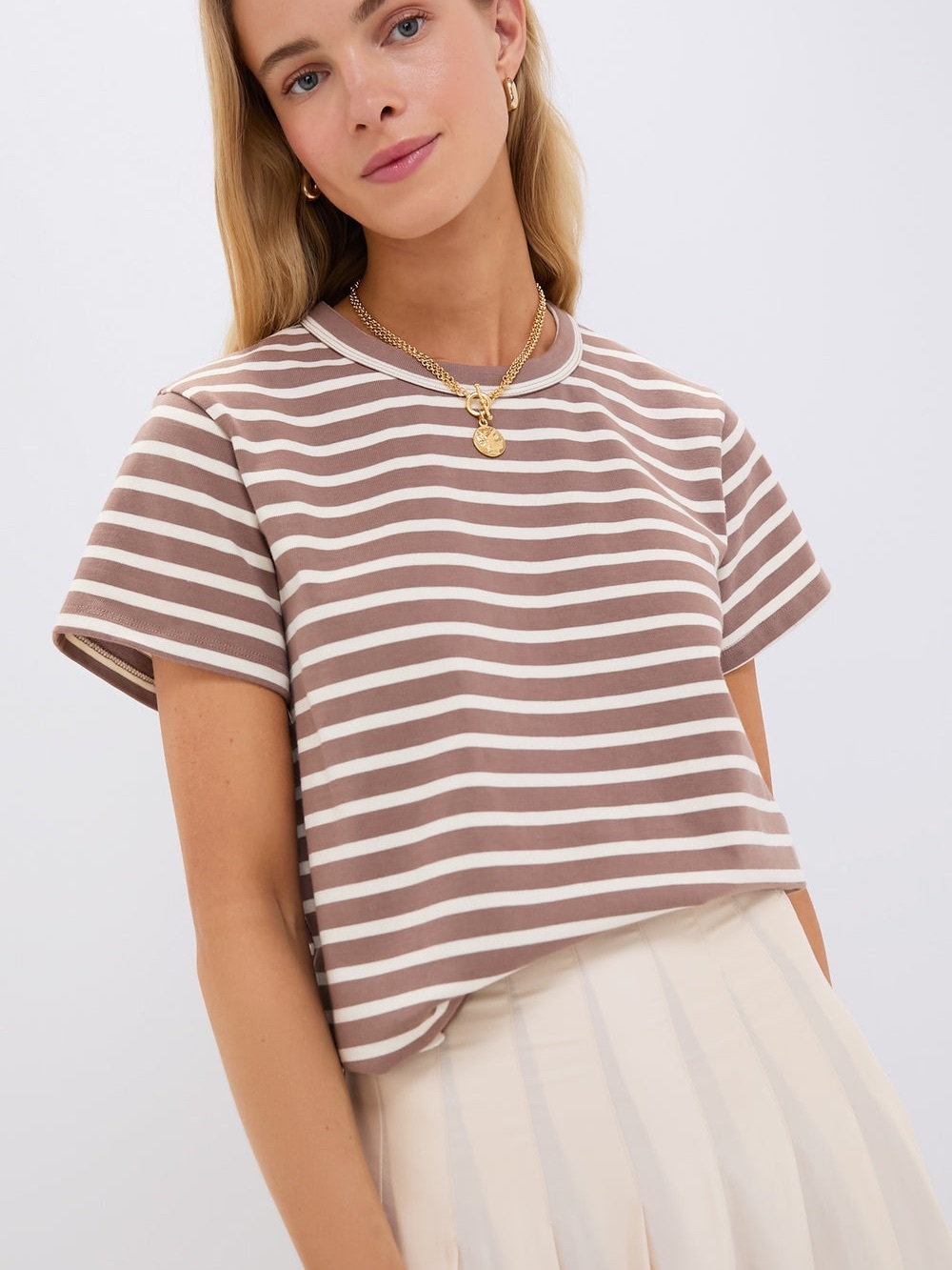 Tuckernuck Mocha Stripe Parker Classic Tee XXS